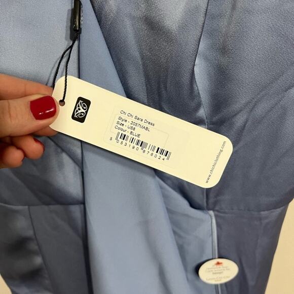 Chi Chi London Blue Formal Slit Dress Size 8 Medium - Picture 6 of 7